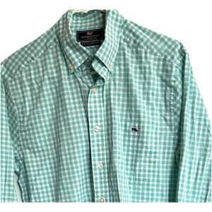 Vineyard Vines Men’s Slim Fit Tucker Shirt Sz M Teal Green Plaid Long Sleeve